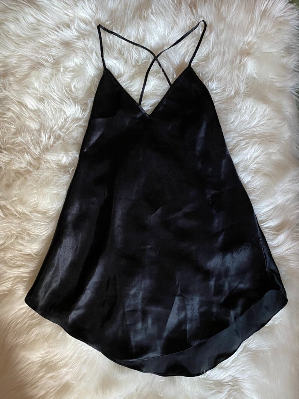 Vintage satin black slip